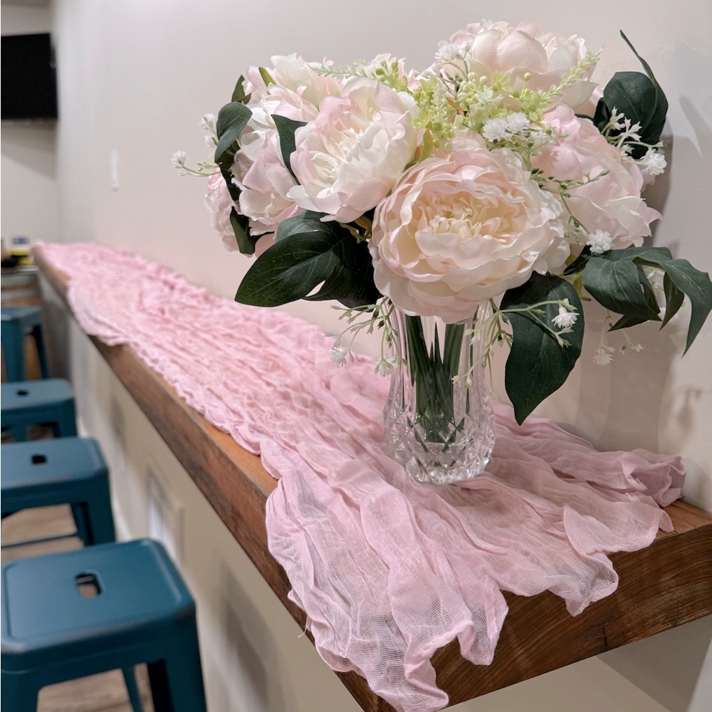 Pink Cheesecloth table runner